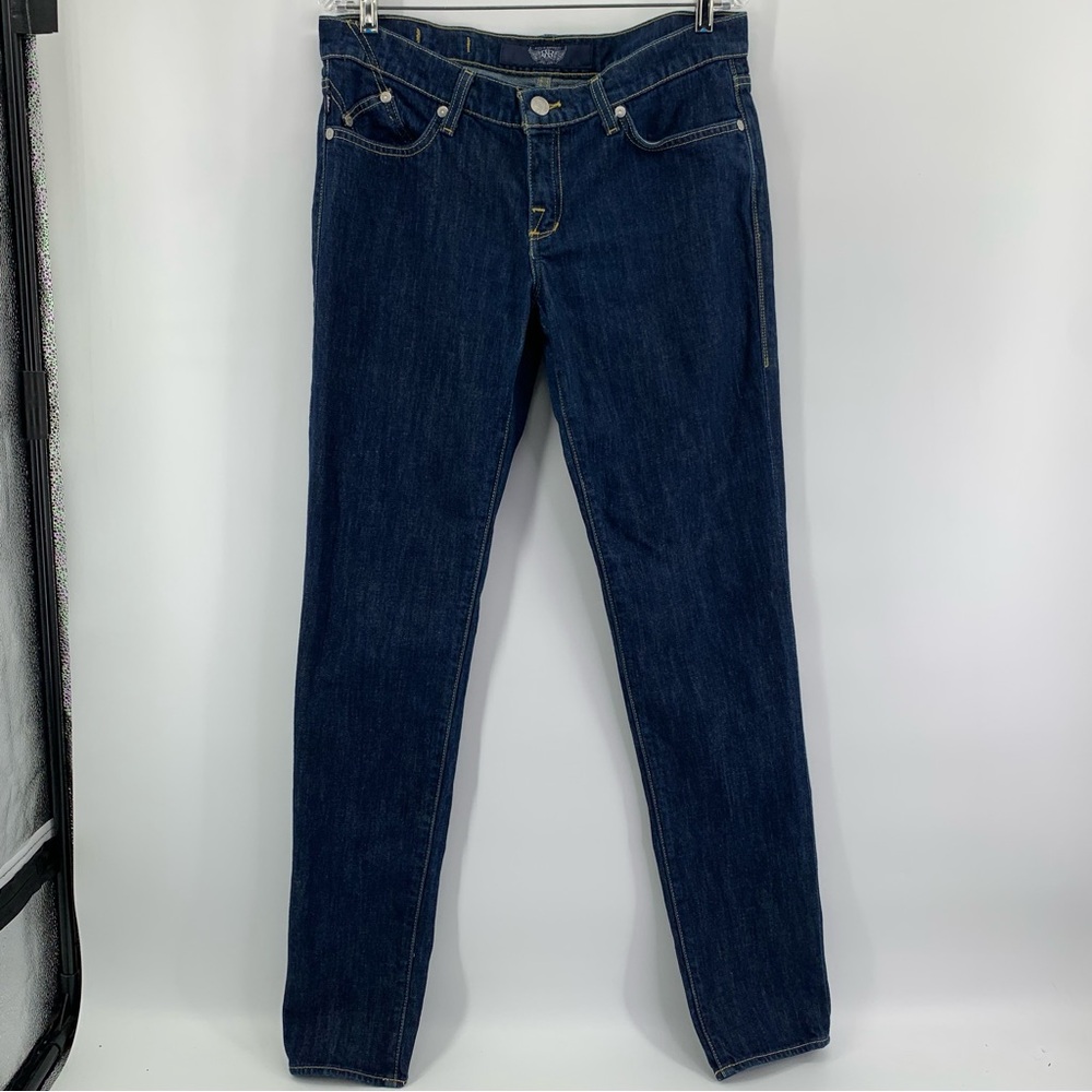 Rock & Republic Stella Jeans 36 X 34 Straight Dark Wash Embroidered Pockets Gold - Picture 3 of 12